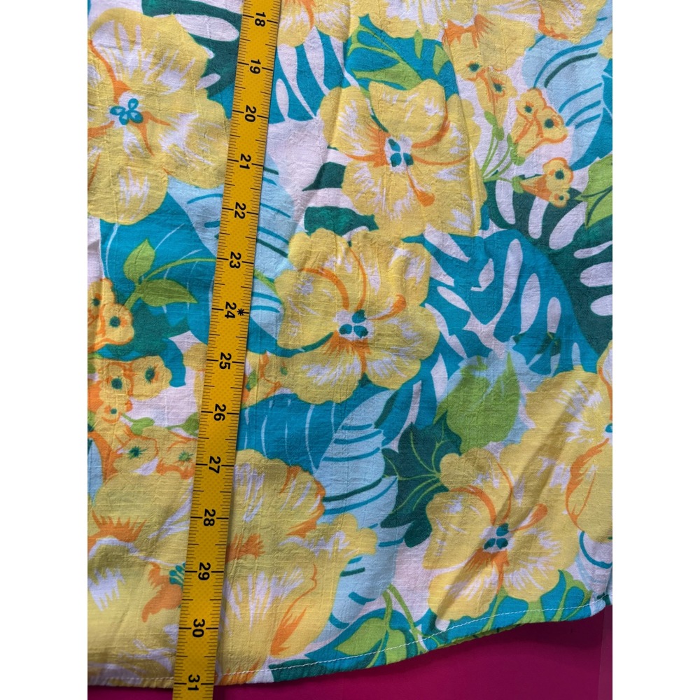 KIM ROGERS Womens Yellow Floral Tropical V-Neck Blouse 2X Flowy Airy Boho Artsy - Picture 8 of 9